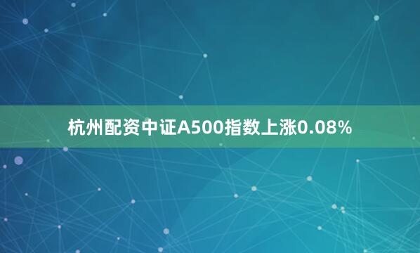 杭州配资中证A500指数上涨0.08%